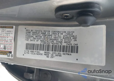 2004 Toyota Corolla Le из США, поврежденный, VIN JTDBR32E742048176